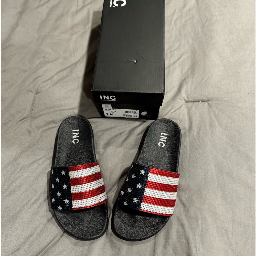 INC International Concepts NEW INC Embellished American Flag Sandals Size 7